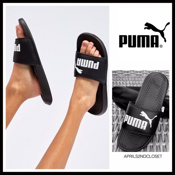 PUMA BLACK SLIDES SANDALS SPORT SLIP ONS A2C - Picture 3 of 8